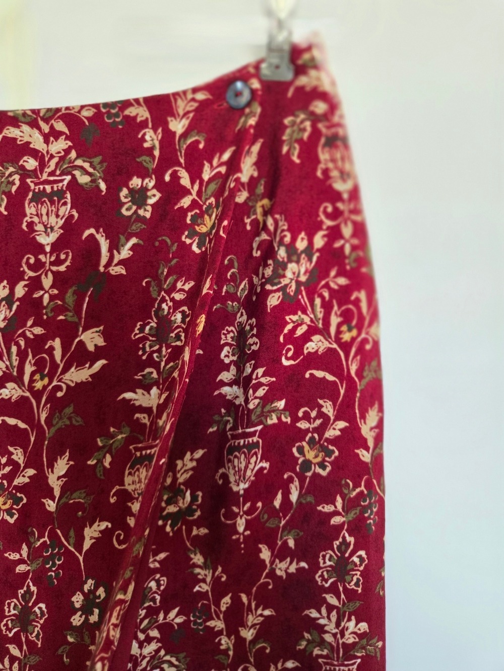 CHARTER CLUB WRAP MAXI SKIRT WOMEN BURGUNDY FLORAL PRINT 90's Y2K SZ 14 - Picture 6 of 9